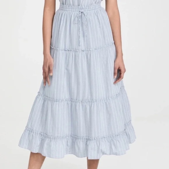 Madewell Striped Pull-On Ruffle Tiered Maxi Skirt - Picture 1 of 5